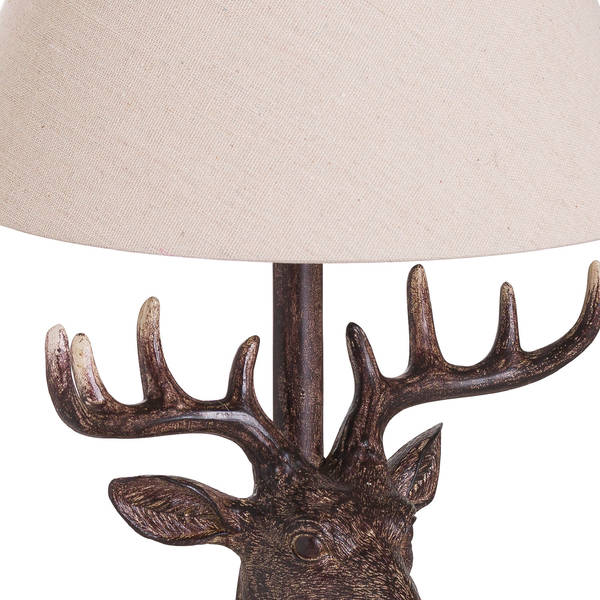 Stag Lamp with Linen Shade