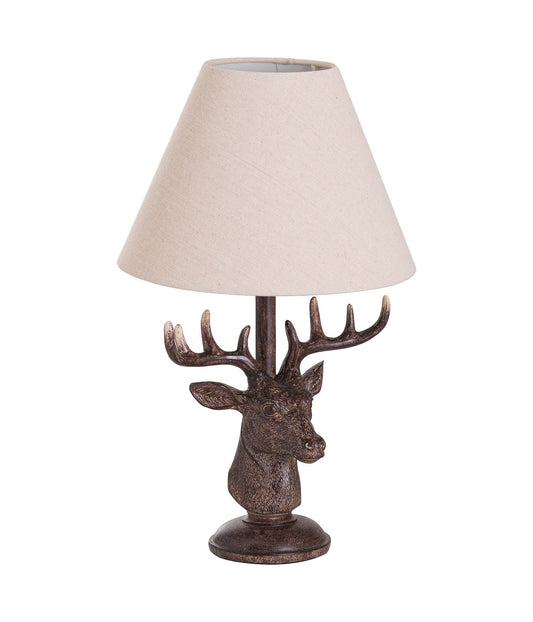 Stag Lamp with Linen Shade